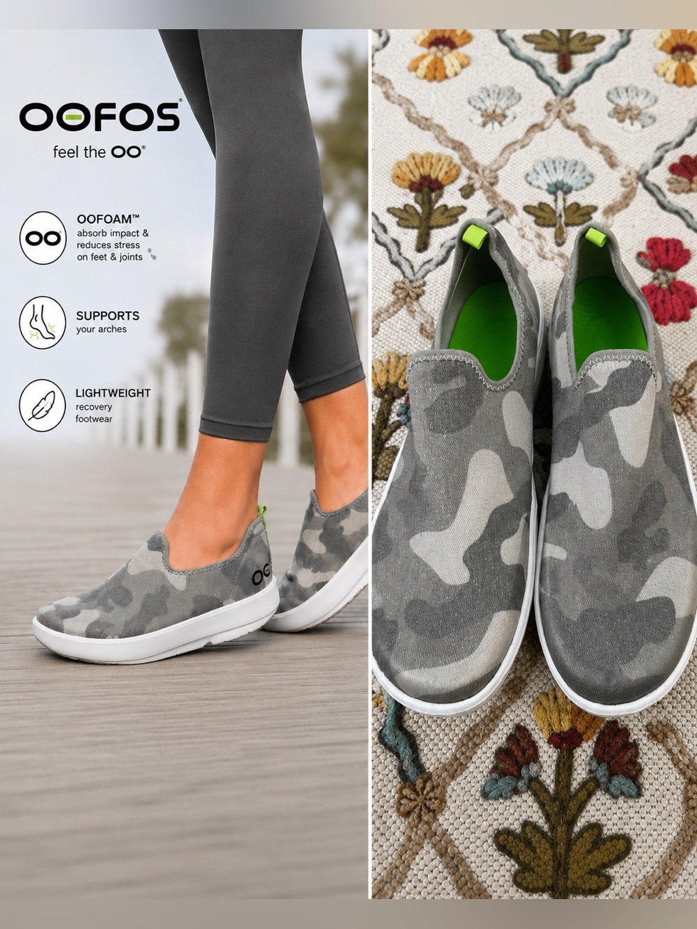 OOFOS Camo Recovery Slip-On Sneakers
